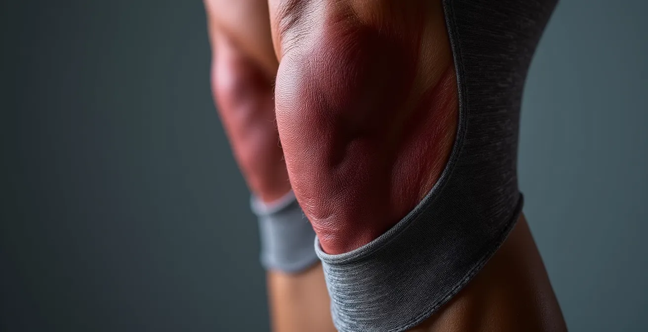 Macro view of leg muscles showing blood circulation patterns during static standing versus active Nordic walking