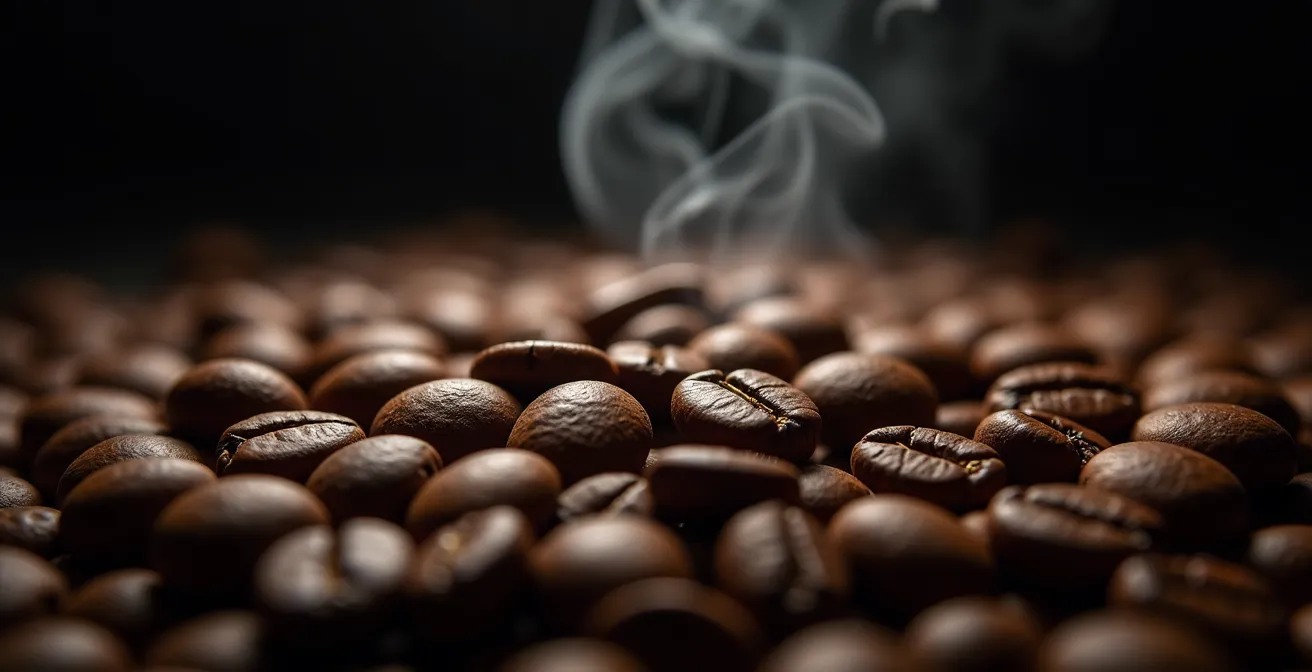 Abstract visualization of caffeine molecules dispersing over time against a subtle clock background