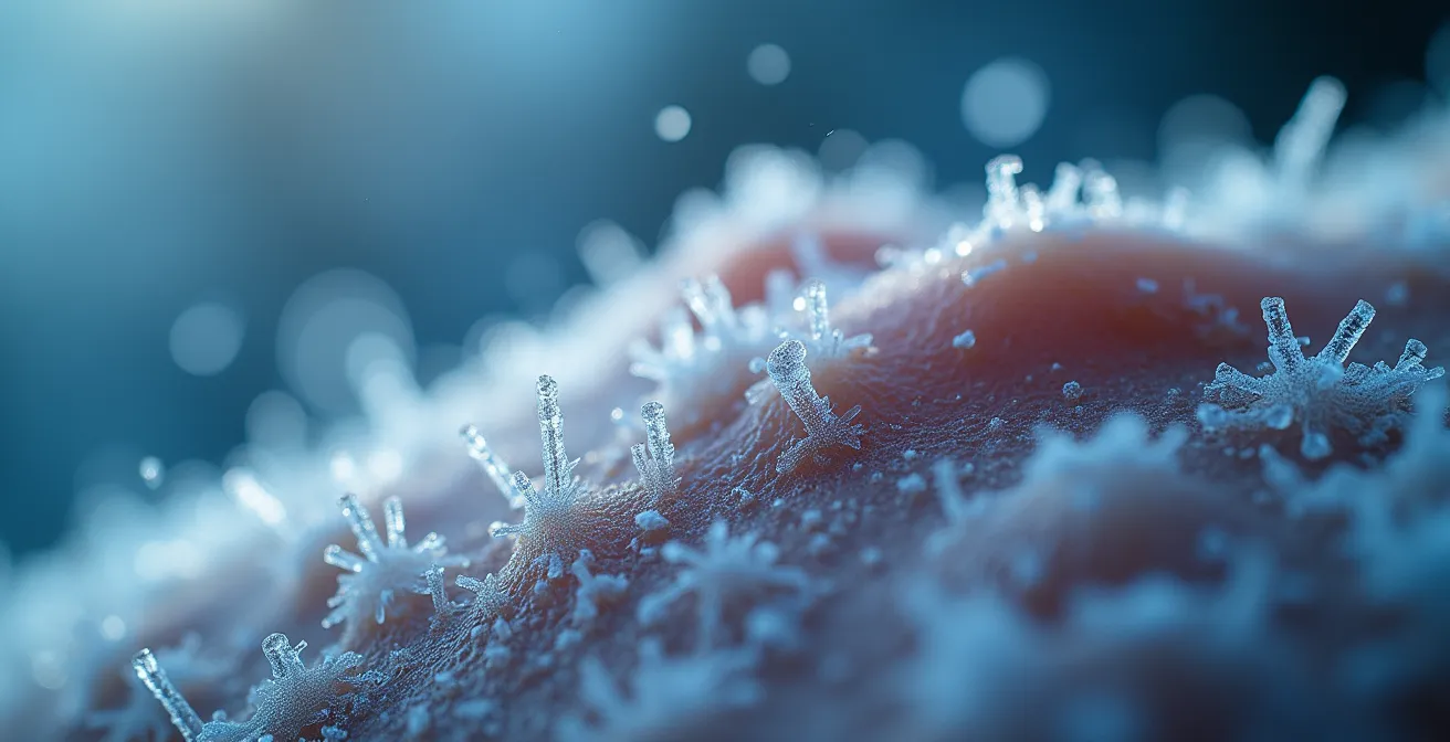 Canadian winter landscape showing person receiving limited sunlight exposure
