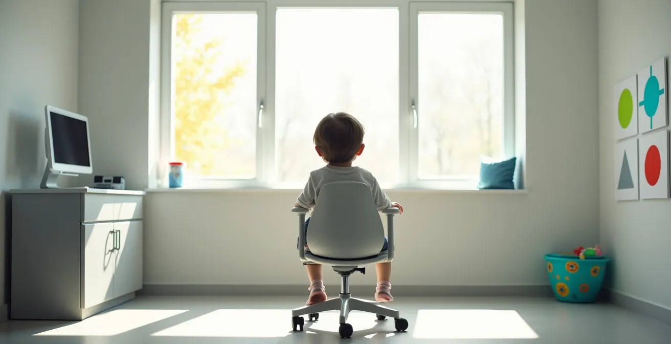 Welcoming pediatric optometry examination room setup