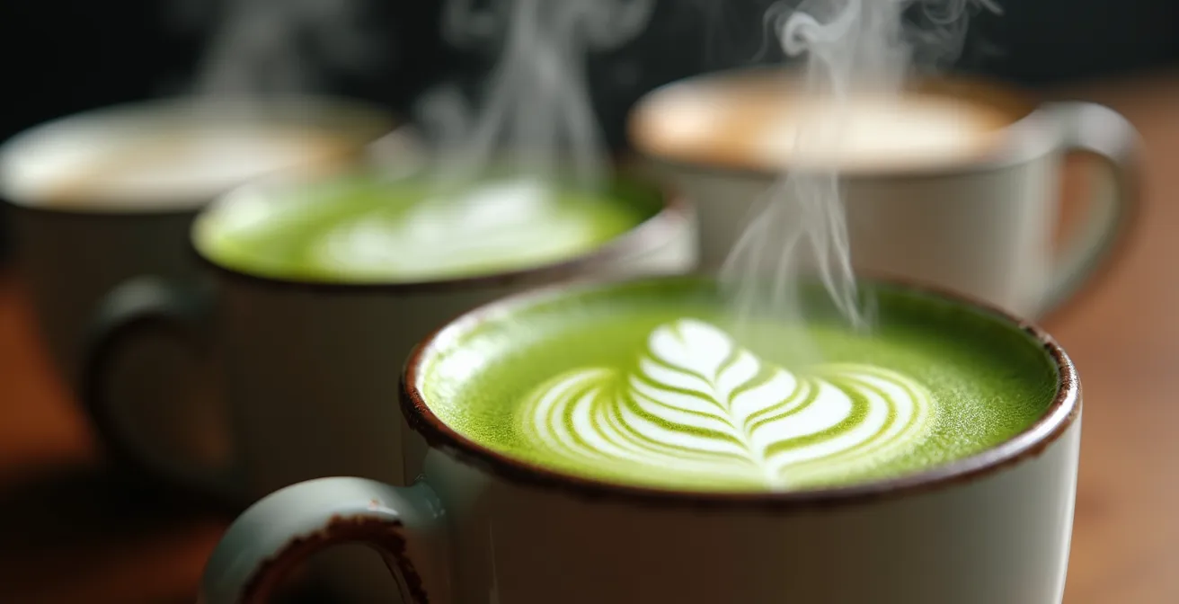 Variety of hot beverages showing healthier alternatives to high-caffeine coffee