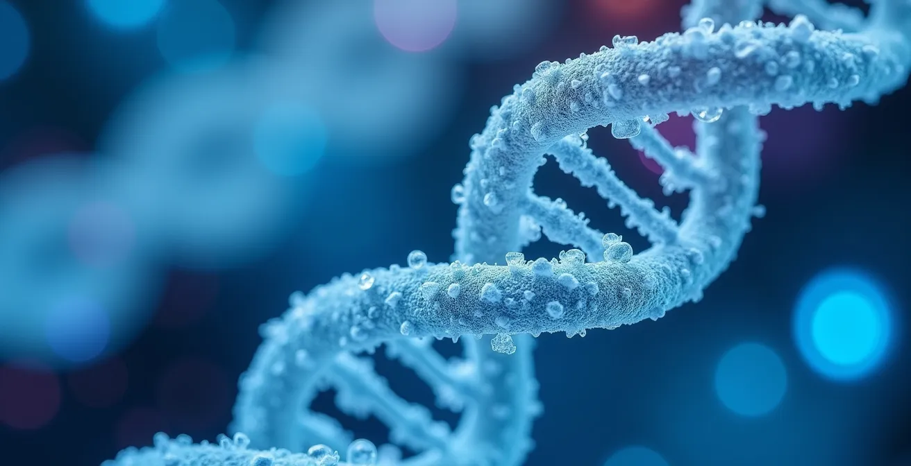 Extreme close-up of DNA analysis showing the precision difference between consumer and clinical testing