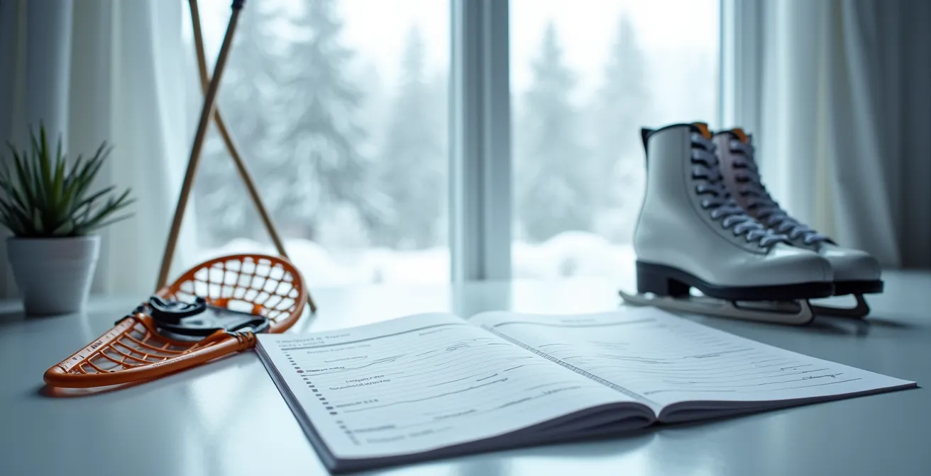 Exercise prescription pad with winter activity symbols in Canadian setting