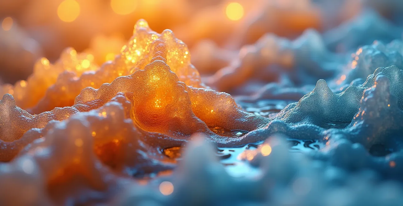 Macro view of cellular repair process during heat therapy