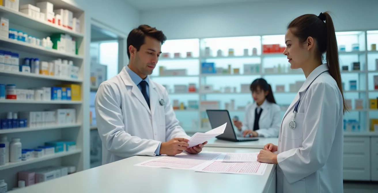 Canadian pharmacist analyzing patient heart monitoring data