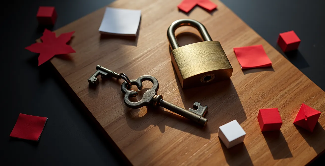 Abstract visualization of secure data protection with Canadian elements