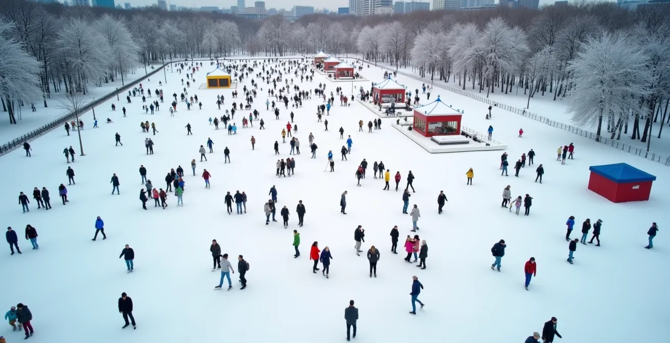 Vibrant winter festival scene with people enjoying outdoor activities in snowy Canadian setting